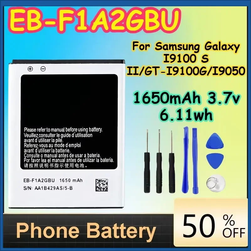 EB-F1A2GBU 1650mAh 3.7v 6.11wh Battery for Samsung Galaxy I9100 S II/GT-I9100G/I9050 Phone Battery+ Free Tools