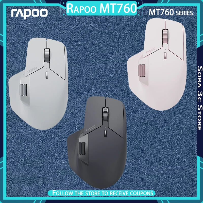 

Rapoo MT760 Mini Wireless Mouse Hall Magnetic Induction Side Roller Ergonomics Customized Gaming Office Mouse PC Accessories