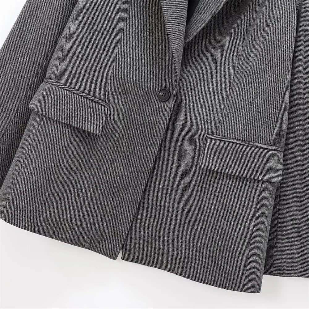 2025 RARA شتاء منتج جديد المرأة موضة عادية طوق كم طويل زر واحد نسيج قطري معطف بدلة فضفاضة