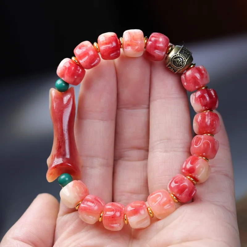 Natural half-blood passion fruit seed finger DIY bone bead bracelet