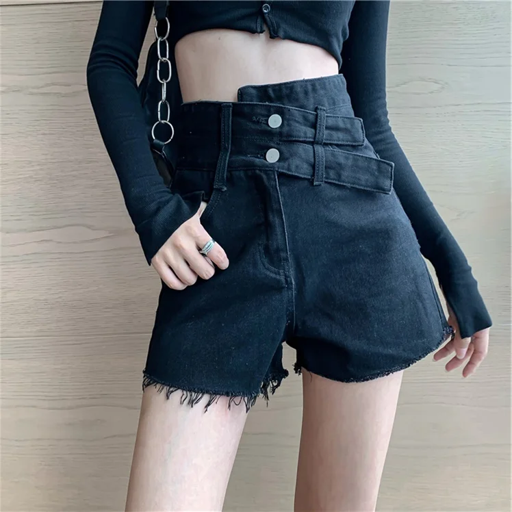 

Новые женские джинсовые шорты с высокой талией, летние, 2026 года, больших размеров, в уличном стиле, А-силуэт, с широкими штанинами, для модниц, короткая юбка-шорты