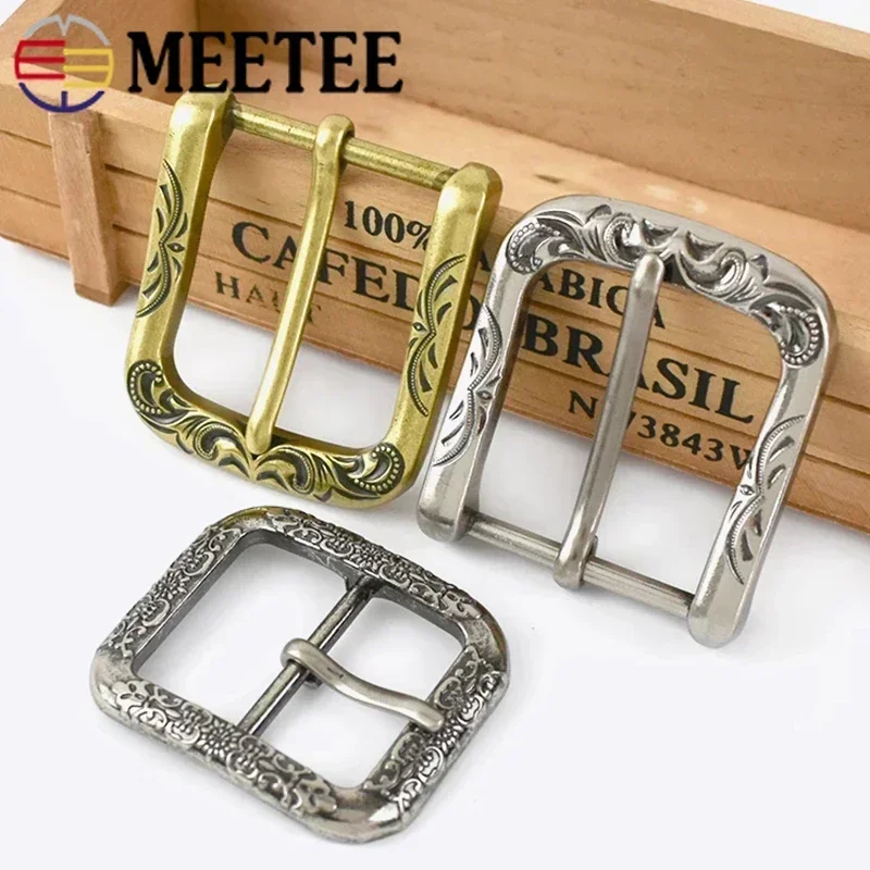 Meetee 2/5Pcs 35/40mm Retro Belt Buckle Metal Pin Buckles Head Leather Crafts Belts Clasp Decoration Hardware Accessories