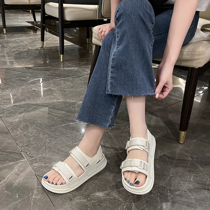 Platform sandals for women Summer 2024 new casual all-match couple Velcro wearing sandals sports beach shoes for men