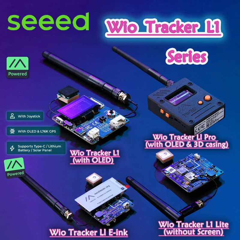 

Wio Tracker L1 Series, Wio Tracker L1 / E-ink /Pro /Lite, scalable Meshtastic node LoRa (862–930 MHz),NRF52840 L76K GPS Wireless