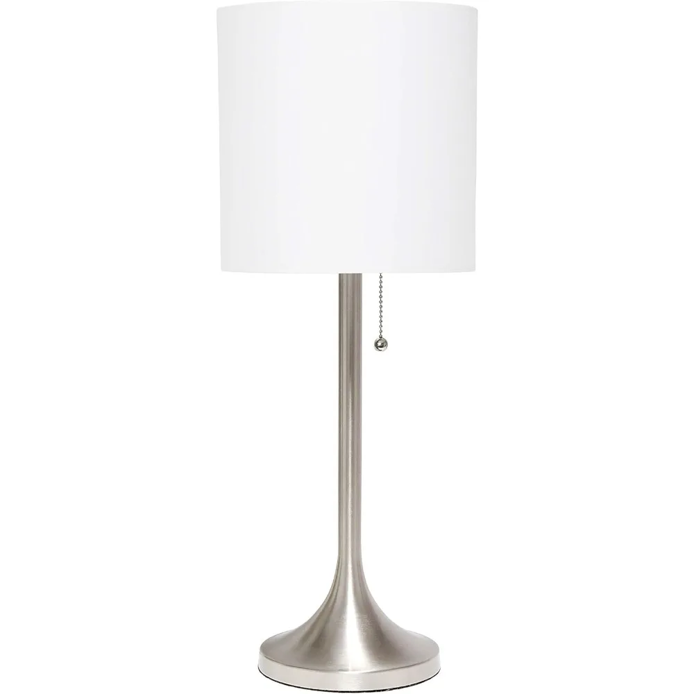 โคมไฟตั้งโต๊ะทรงกระบอกผ้าแบบเรียบง่าย รุ่น lt1076-bnw สีนิกเกิลขัดเงาและสีขาว - (แพ็ค 4 ชิ้น)