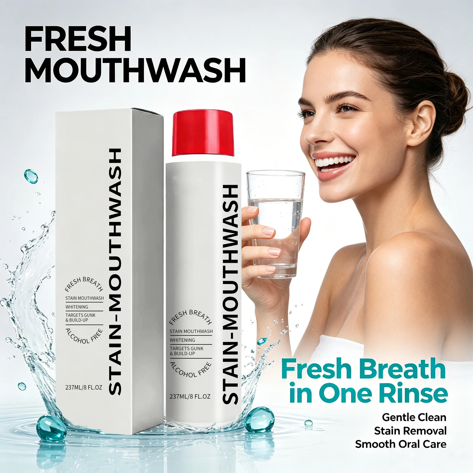 Stain Removal Mouthwash for Fresh Breath Alcohol Free Reduce Surface Stains Anti Plaque Remove Bad Odor Oral Care Mouth Wash