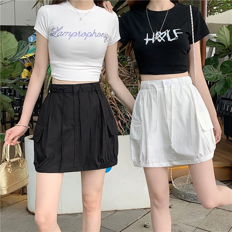 Spring Summer Bloomer Workwear Half Skirt High Waist Hip Concealing Slimming Anti-Light A-Line Mini Skirt Trendy Women's Fashion