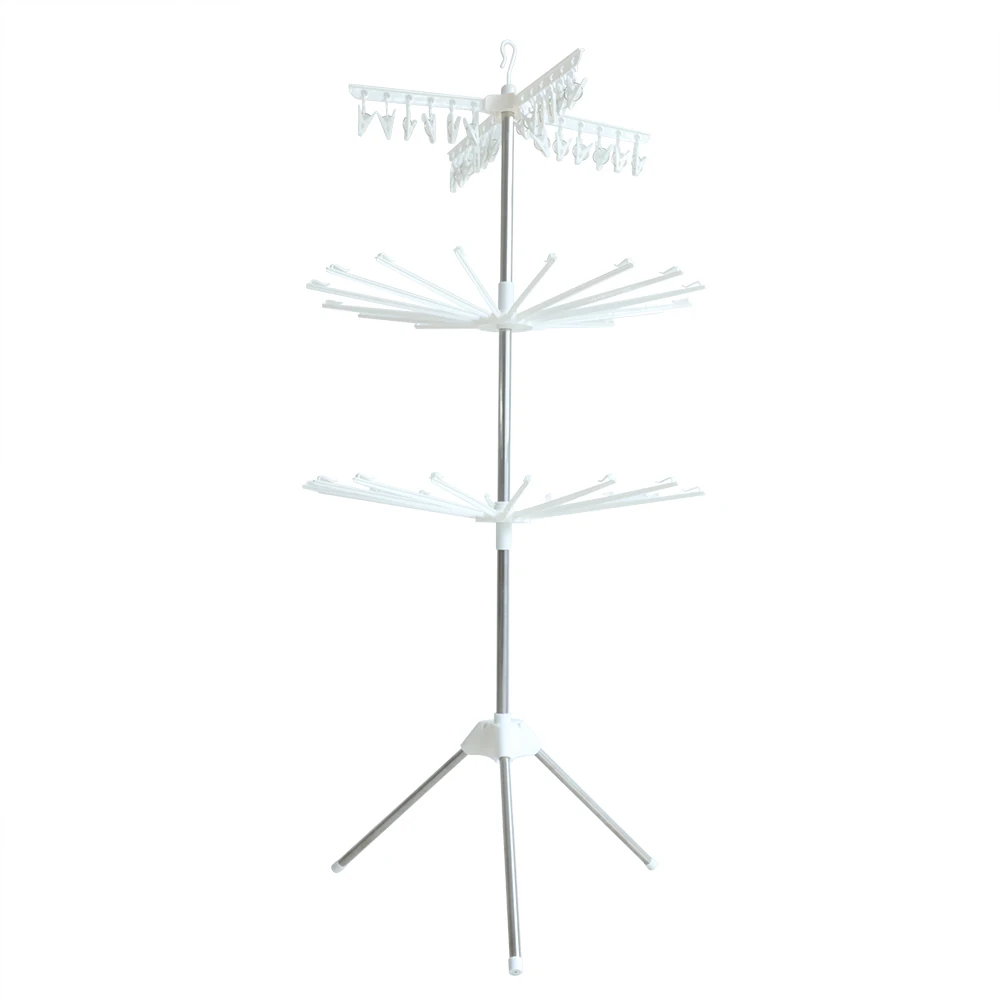 

3-Tier and 24 Clips Large Capacity 360° Rotated Snap Design Towel Rack for Hanging Hang Scarves, Towels, Clothes and Socks