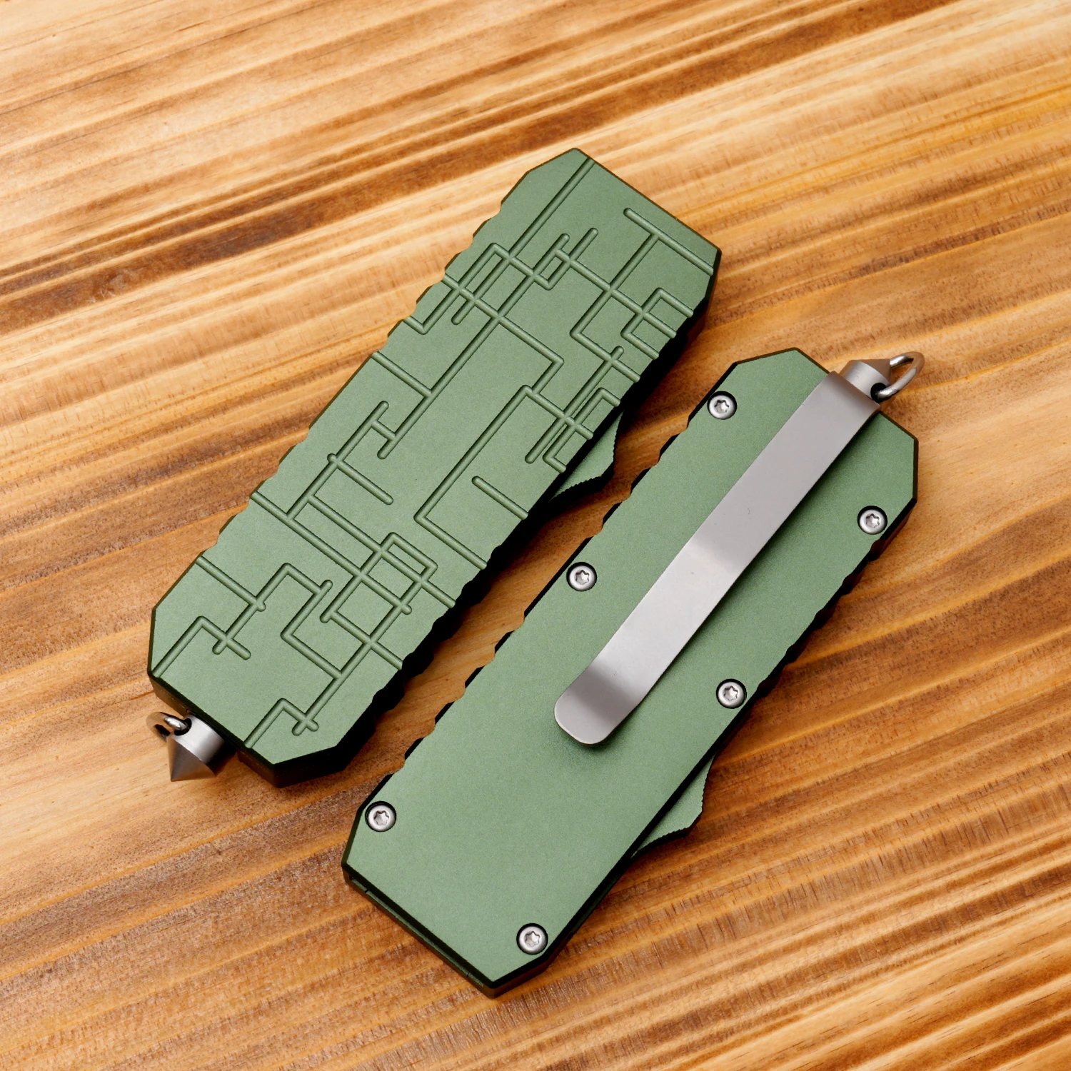Manico in lega di alluminio Testa della lama in acciaio Lavorazione del legno Utensile manuale per esterni Manico verde