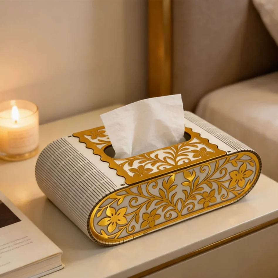 

Wooden carved tissue box, European style creative paper box, home desktop storage box, decorative accessories