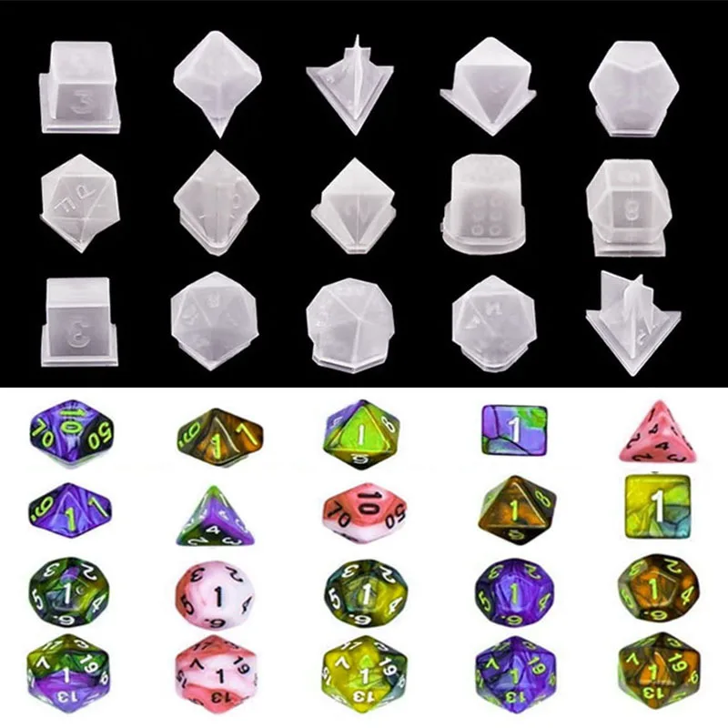 19 Shapes Dice Silicone Molds Fillet Square Triangle Dice Epoxy Resin Mold For Jewelry Making Carfts Molds