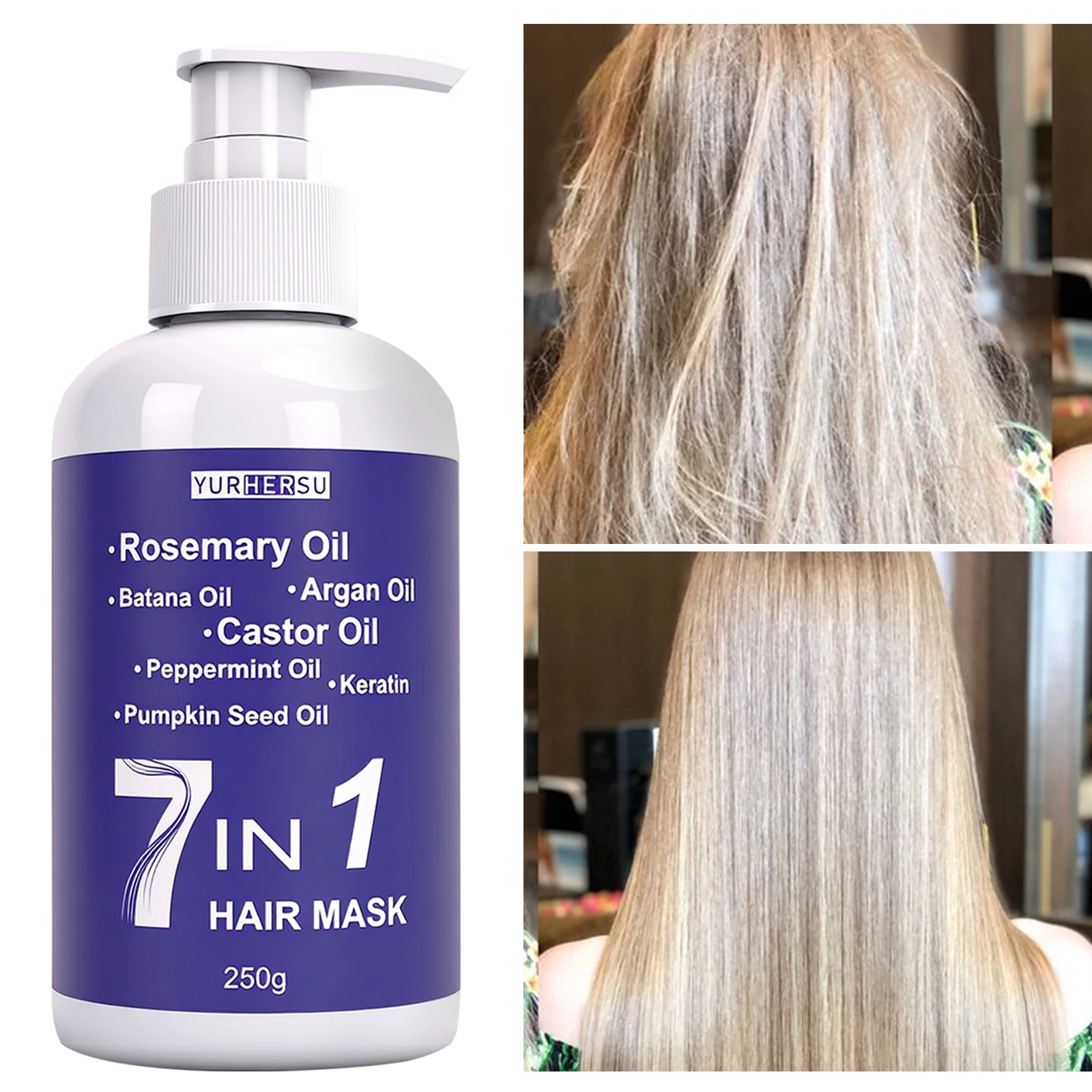

7 in 1 No Rinse Hair Mask Treatment-Repairing Hydrating Nourishing Conditioning Hair Care Leave In CreamforDryDamagedFrizzyHair