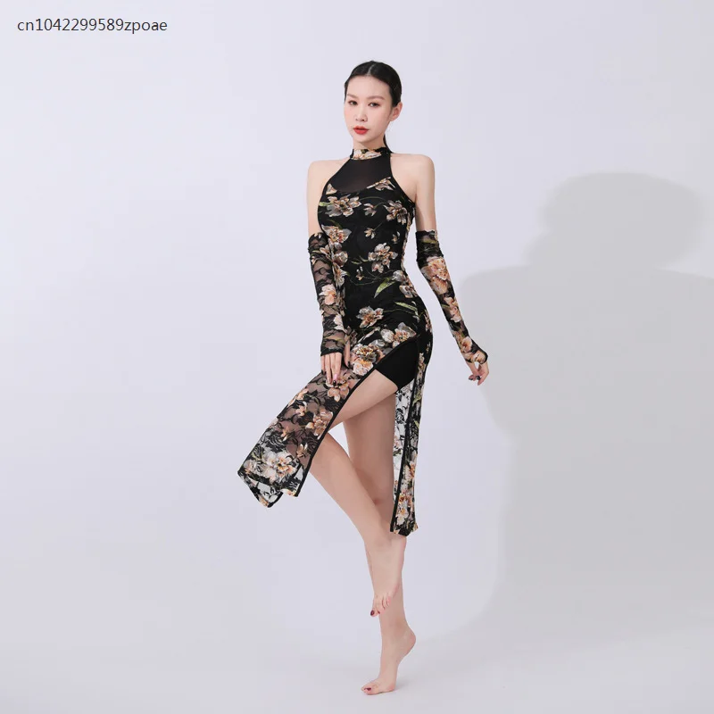 Costume Cheongsam de danse classique de Style chinois, sans manches, Jazz rétro amélioré, vêtements de danse Slim, dos nu, Sexy, Cheongsam d'été