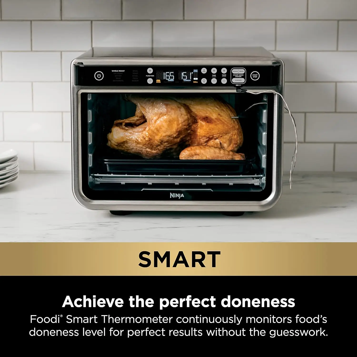 Ninja DT251 Foodi 10-in-1 Smart XL Air Fry forno cuocere, Broil, Toast, arrosto, termometro digitale per tostapane, True Surround Convection