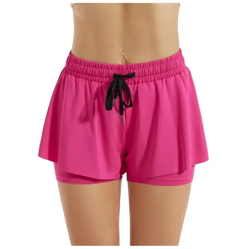 Fashionable women's yoga shorts, quick drying and nude tennis skirt pants, fitness running with pockets, sports shorts