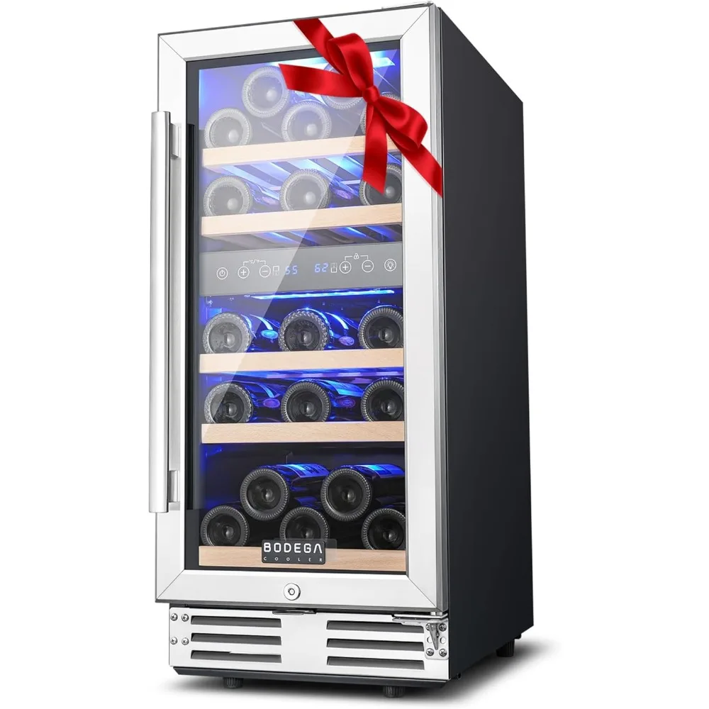 Wine Fridge with Double-Layer Glass Door, Digital Temperature Control and Temperature Memory, Freestanding Wine Cooler