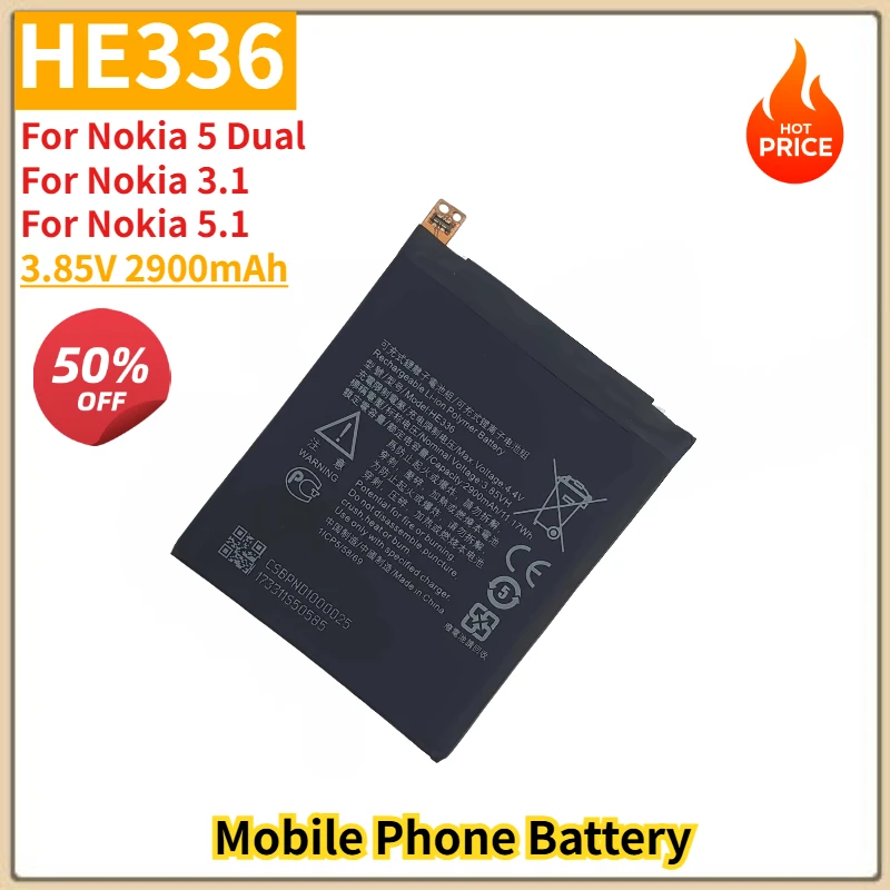 

HE336 High Quality Phone Battery 3.85V 2900mAh for Nokia 5 Dual/3.1/5.1 Brand New Replacement Battery