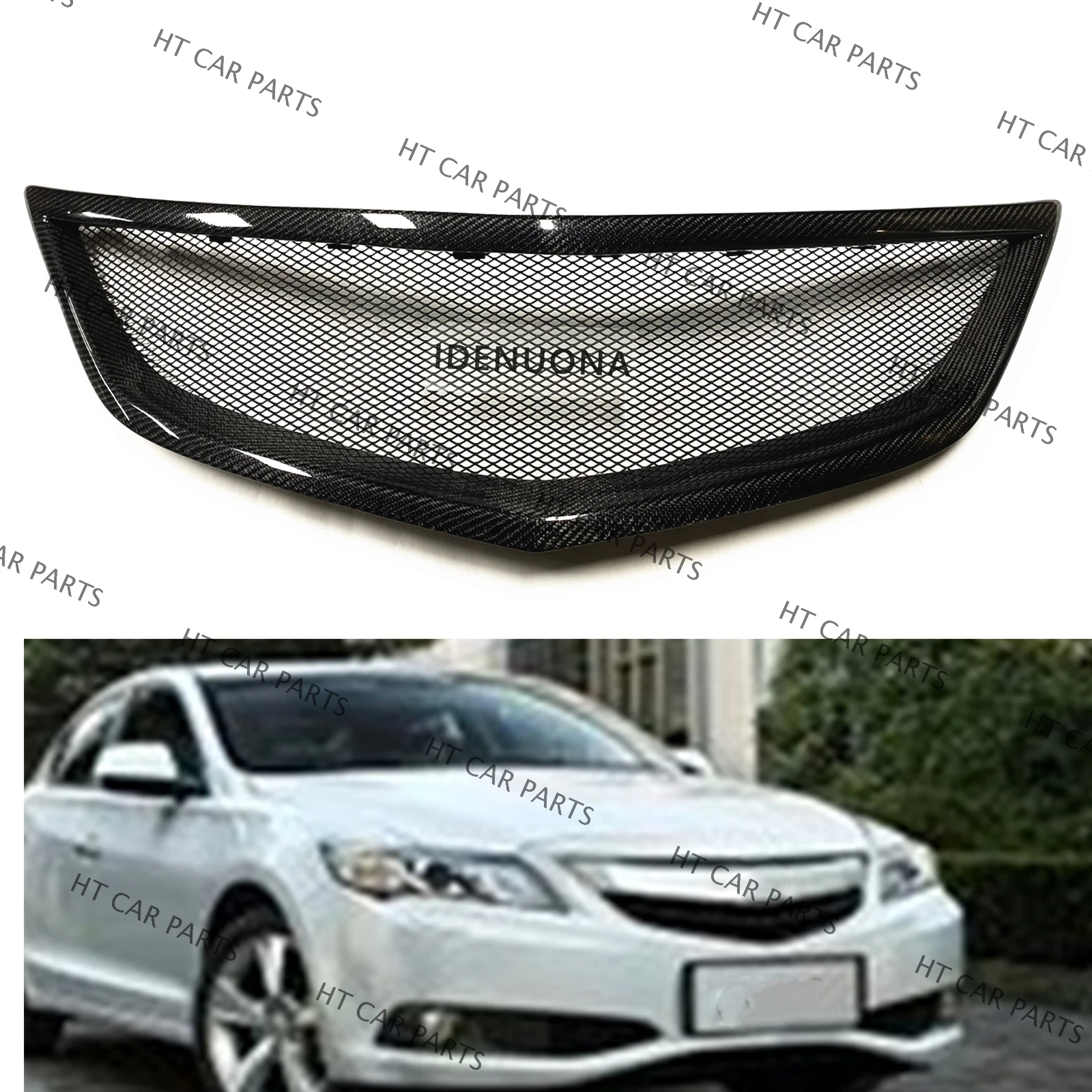 

1 x Carbon Fiber Black Front Bumper Grille Cover Sport Style For Acura ILX 2013-2015 2013 2014 2015 4 Door Sedan