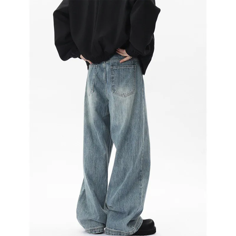 بنطلون جينز رجالي فضفاض مستقيم الساق من American Cleanfit متوسط الخصر وواسع الساق بنطلون مريح غير مكي #2