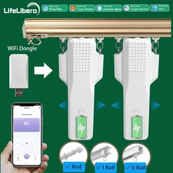 LifeLibero-cortinas inteligentes Tuya Wifi para ventanas, Motor robot apto para riel de cortina eléctrico, barra de riel, soporte en U, Alexa