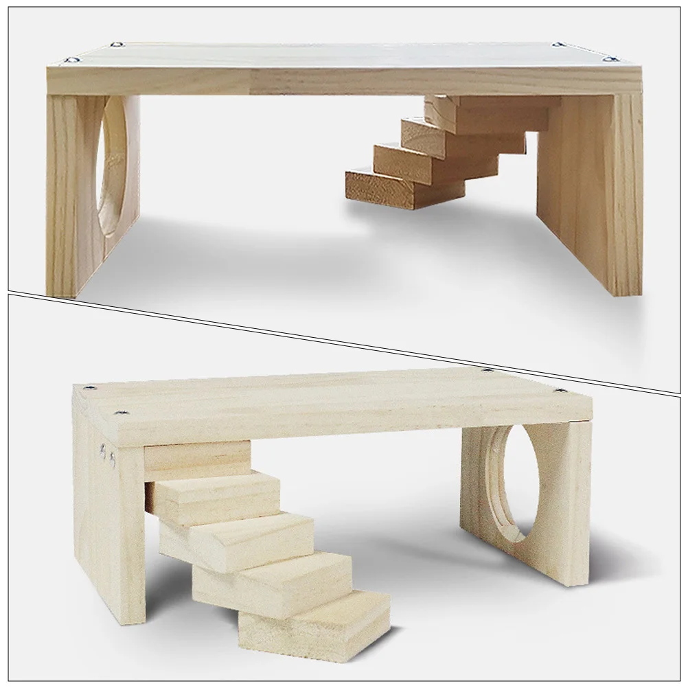 الدرج الدوار قفص خشبي للحيوانات الأليفة الصغيرة متعة تسلق ممارسة منصة الهامستر تسلق سلم الخشب الهامستر #2