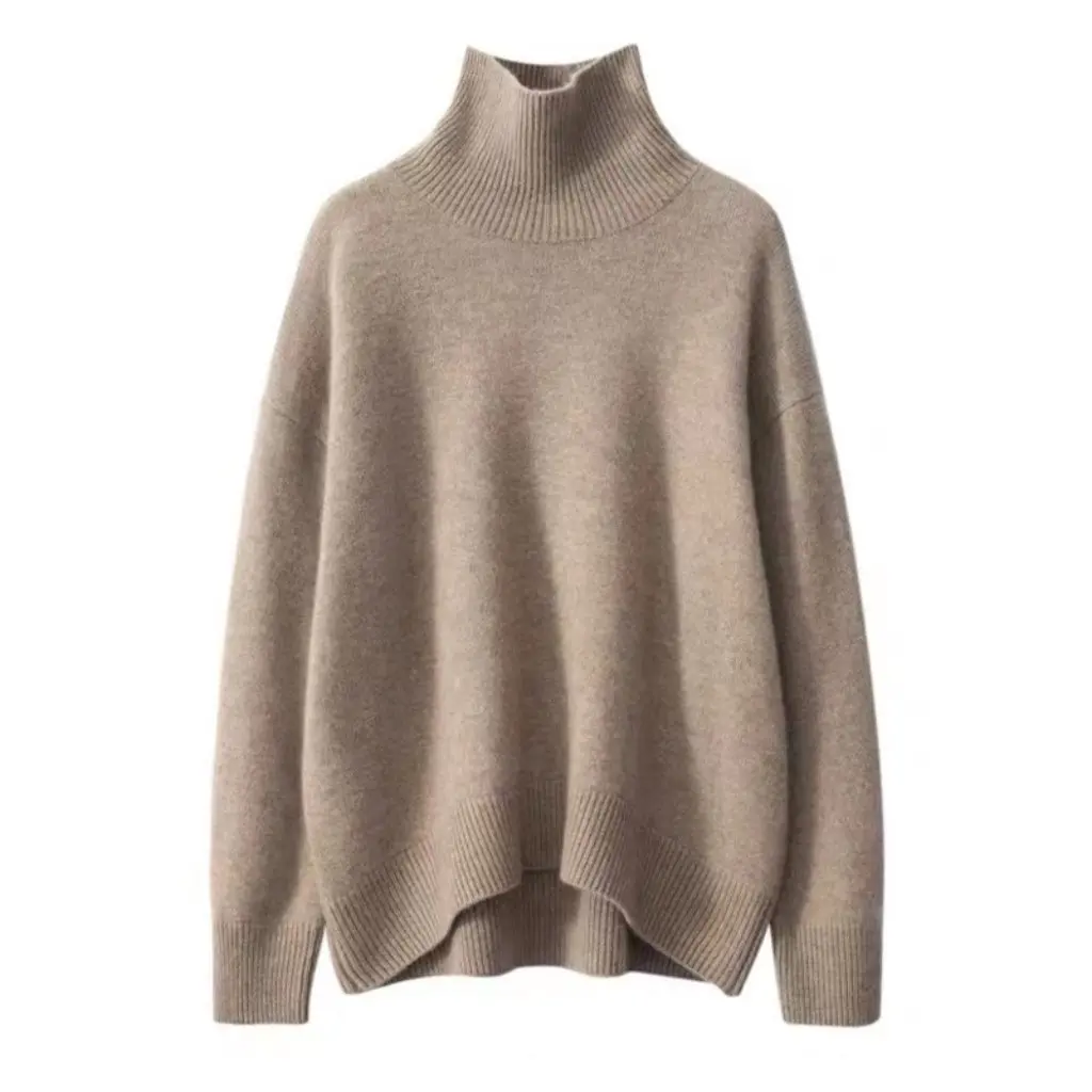 

Women's Cashmere Sweater Turtleneck Thickened Pure Cashmere Loose Fit Solid Color for Autumn Winter Lazy Style
