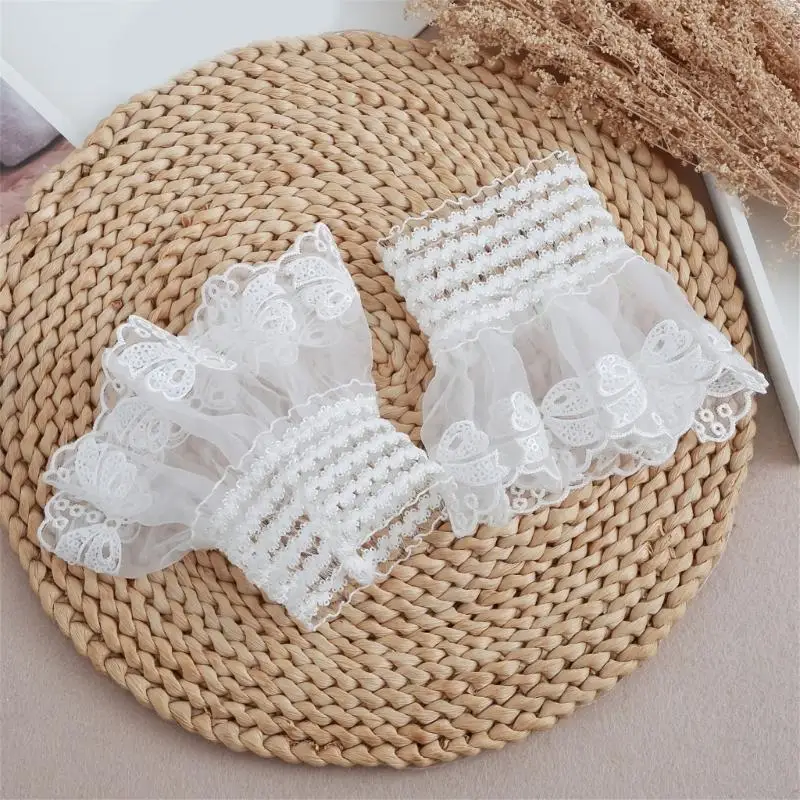 652F أغطية ذراع مطرزة على شكل زهرة وأكمام زخرفية مريحة وأكمام معصم للنساء والمراهقين والإكسسوارات #2