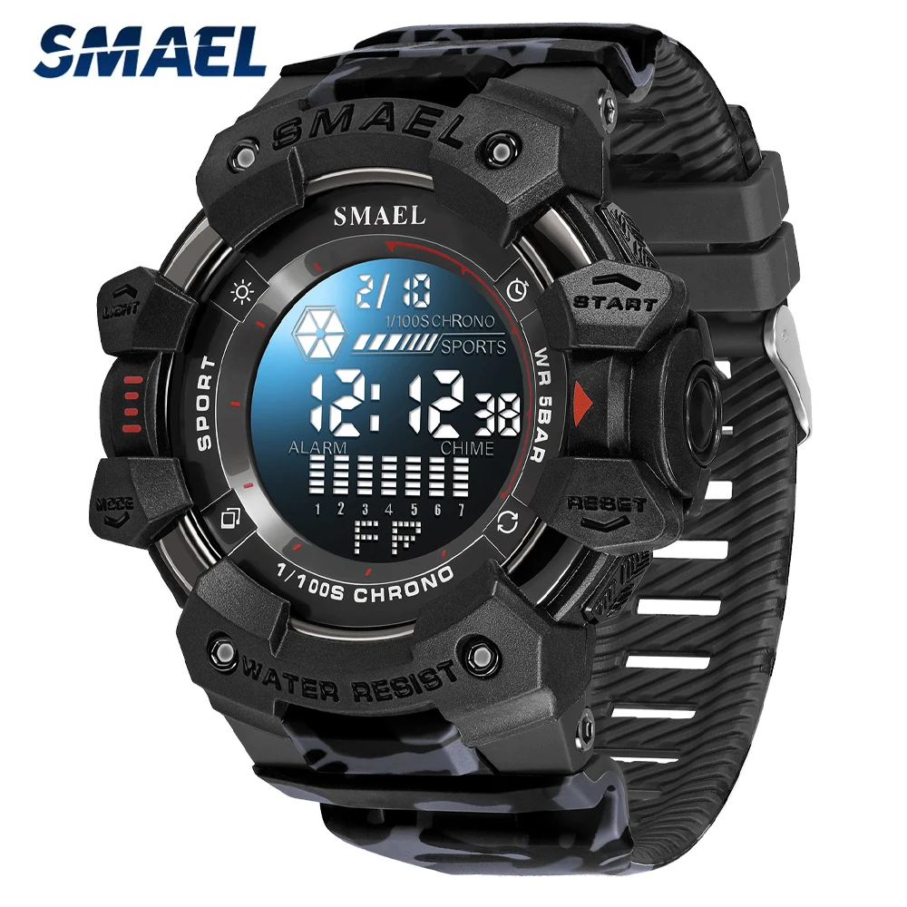 SMAEL Mens Sports Watches Men Quartz LED Digital Clock Top Brand Luxury Male Fashion Silica Gel Waterproof Military Wrist Watch