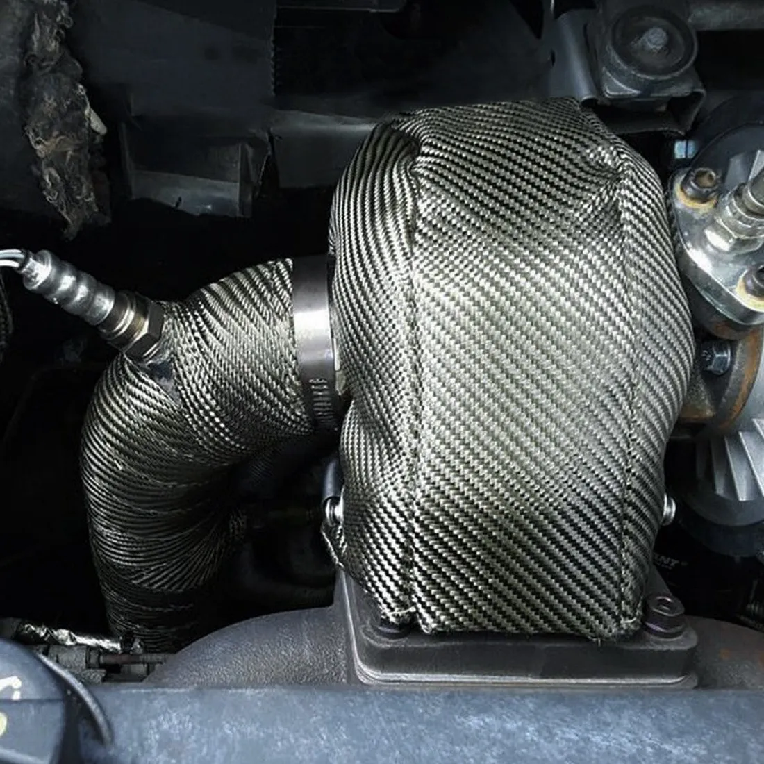 AB96-Racing Turbo Blanket Heat Shield Cover With Locking Spring