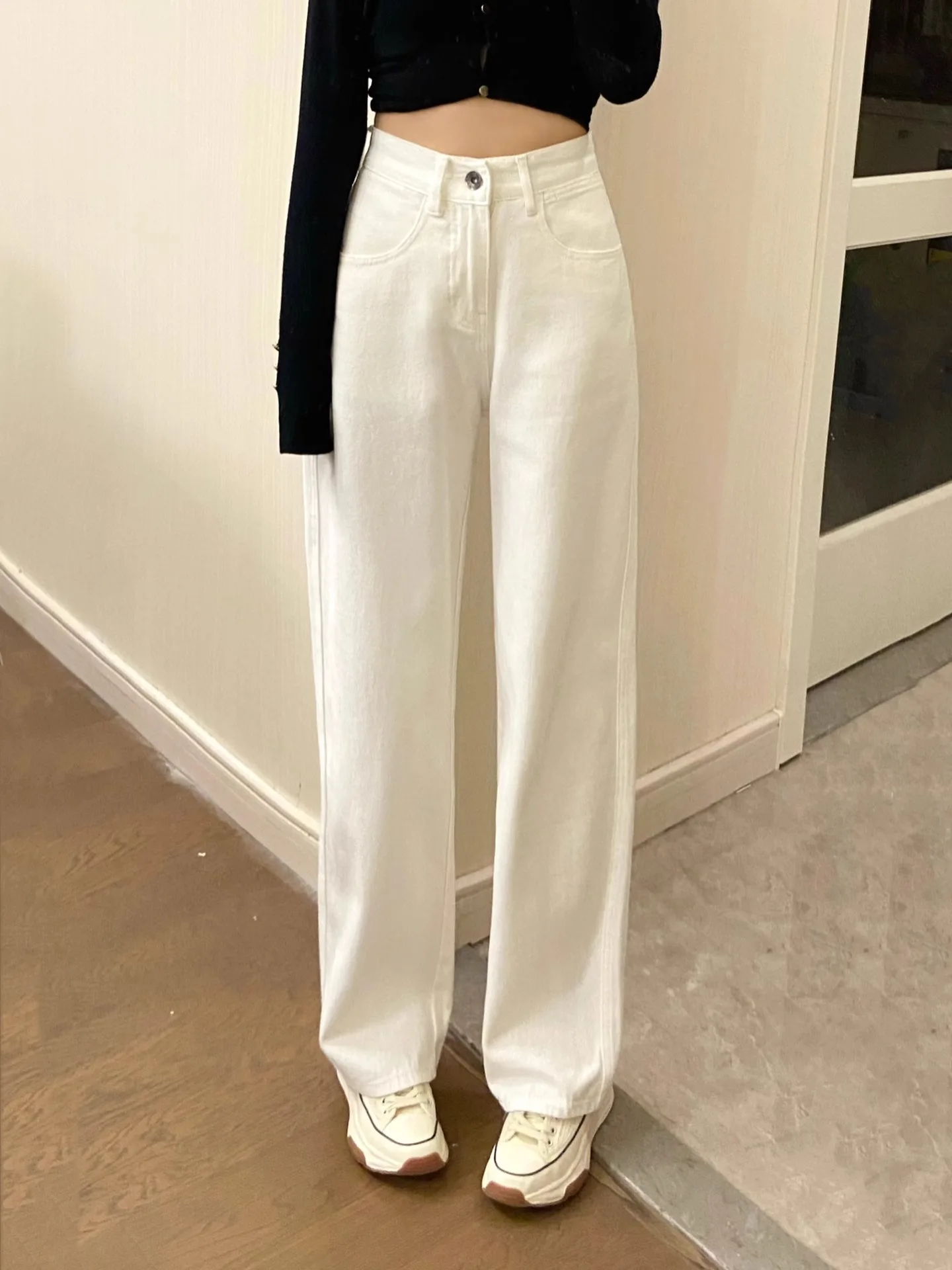 Calças de perna larga de algodão feminino primavera minimalista dupla camada padrões de dopamina techwear emendado sem punho montanhismo sarja ins