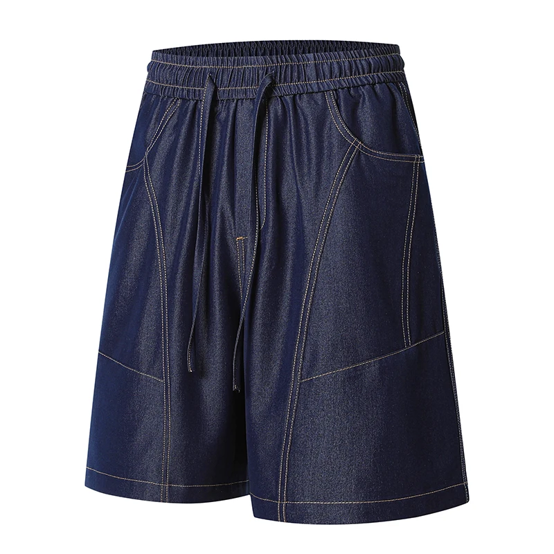 

Men's Casual Solid Color Ice Silk Denim Shorts Loose Elastic Waist Original Color Jeans Summer Thin Versatile Fashion Daily Wear