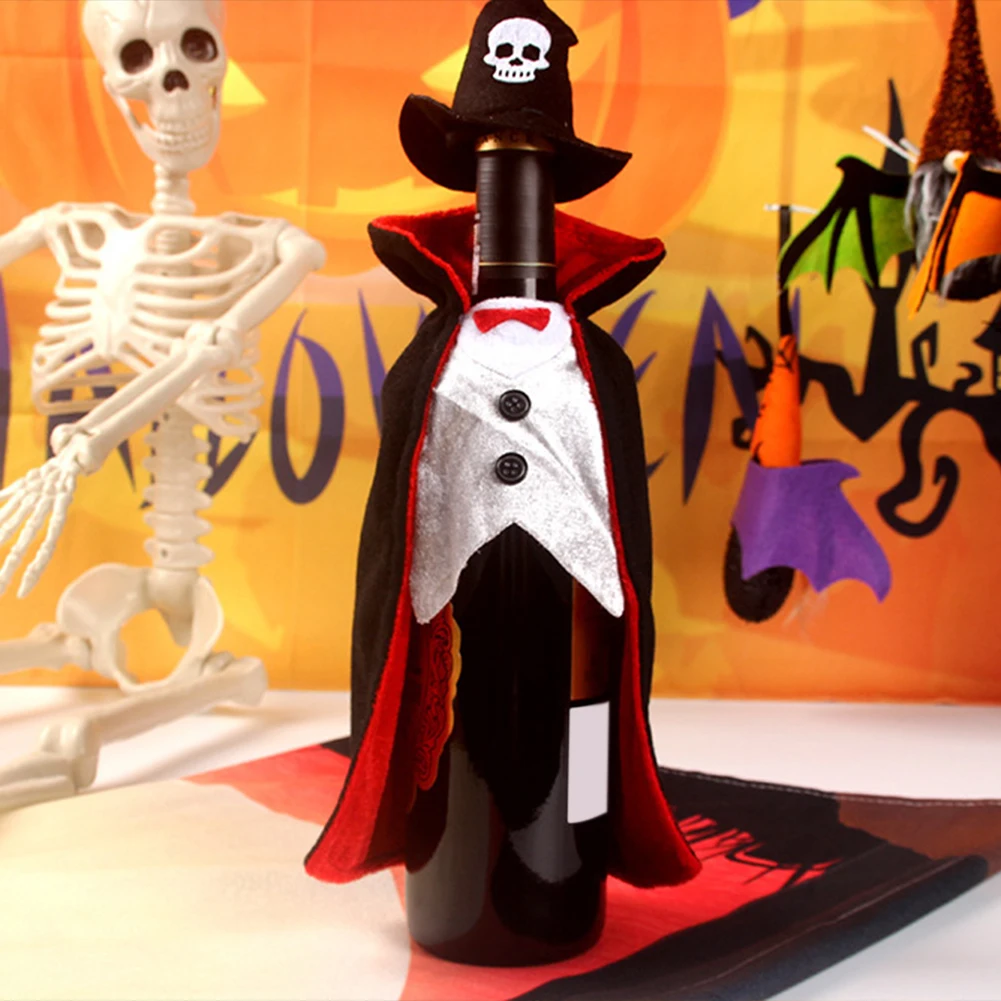Halloween Wine Bottle Cover Vampire-Cape Themed Decoration For Champagne Festive Table Centerpiece Decorations