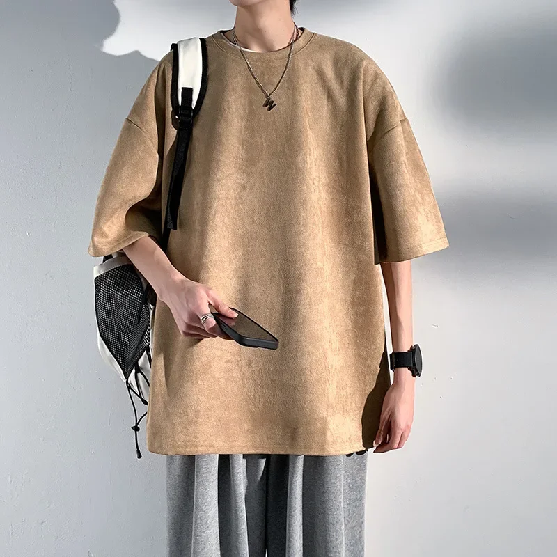 

Summer New Casual Loose T-shirt Men's Korean Fashion Harajuku Oversized Tshirt Couple Clothing Solid T Shirts For Men Shirts Top