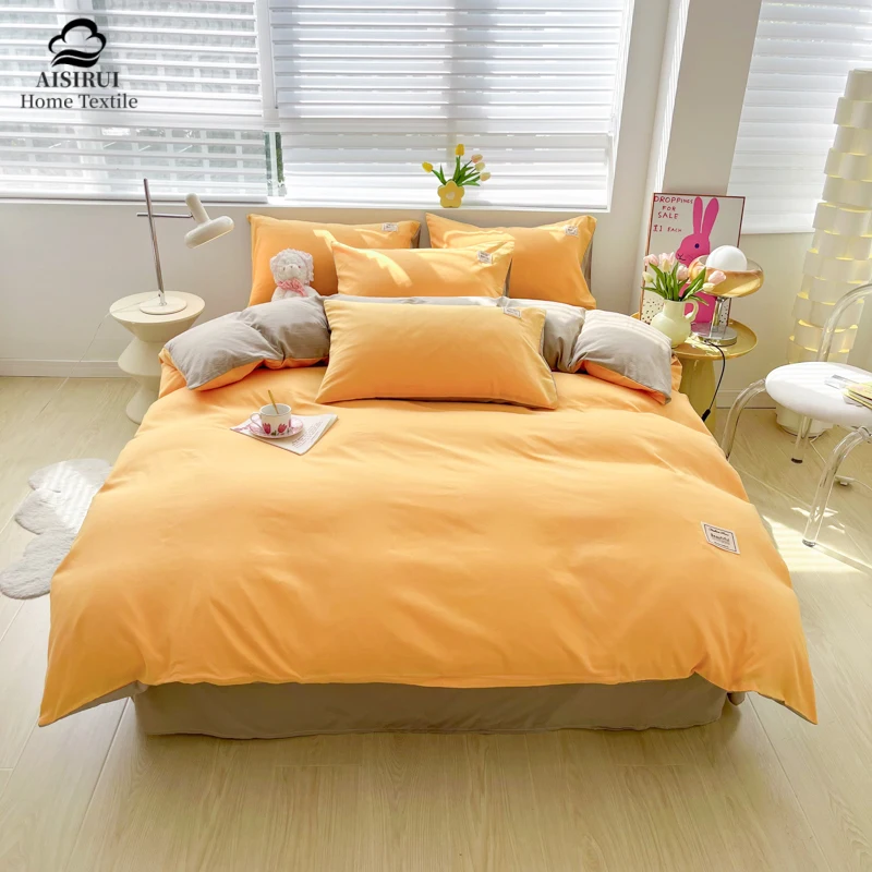 

Winter Duvet Cover Solid Color Adult Kids Quilt Cover Single Twin Double Queen King Bedding Comforter Cover Home Decor 4Pc Sets