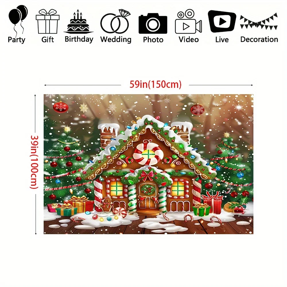 Christmas Gingerbread House Background Cloth, Christmas Gingerbread House Background, Sparkling Christmas Tree Background