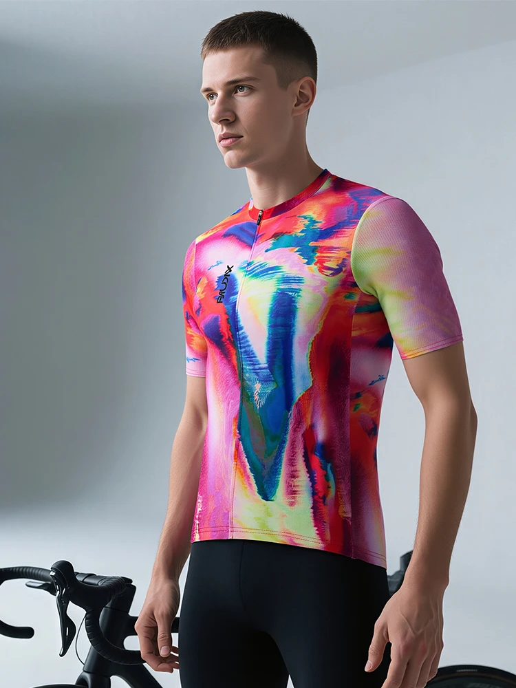 AliExpress RAUDAX Raudax Quick Dry Abstract Watercolor Splatter Style Bike Tops for Men And Women Colorful Highway Motif Casual Cycling Shirts