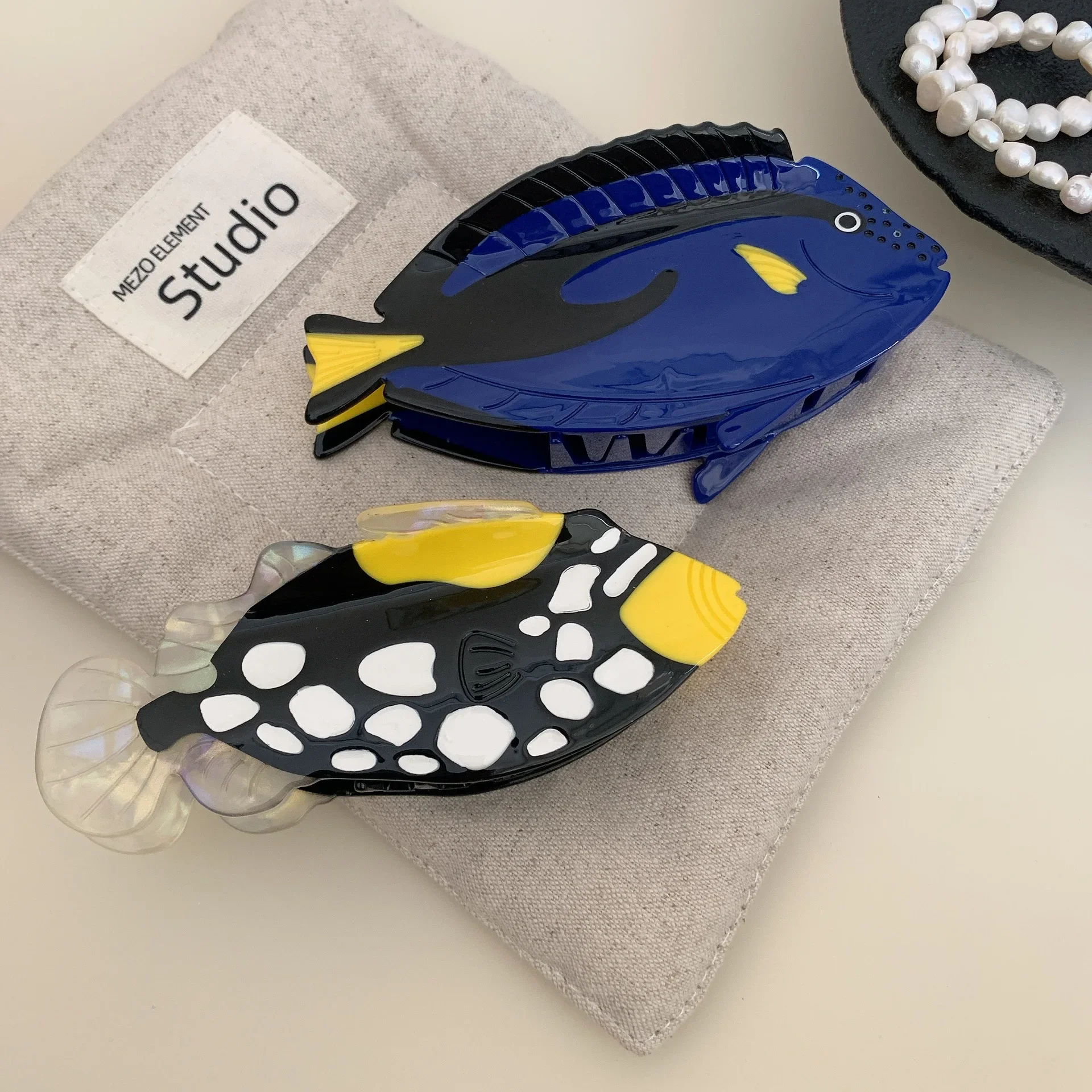 

New Marine Animal Hair Claw Cute Design Eco-Friendly Tropical Blue Black Fish Crab Hair Clips Hair Accessories for Women Girls