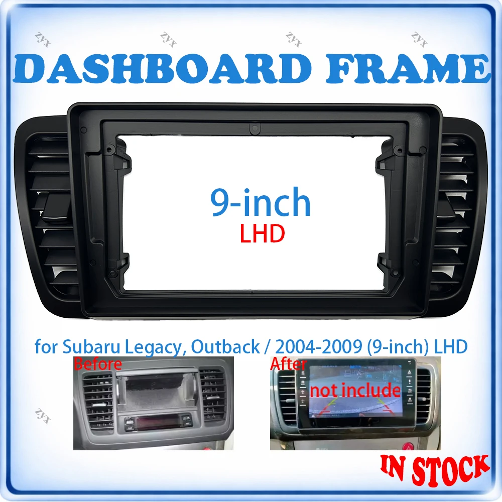 Car Radio Fascia Frame For Subaru Legacy Outback 2004-2009 9 inch LHD Stereo Panel Wiring Harness Power Cable Car Accessories