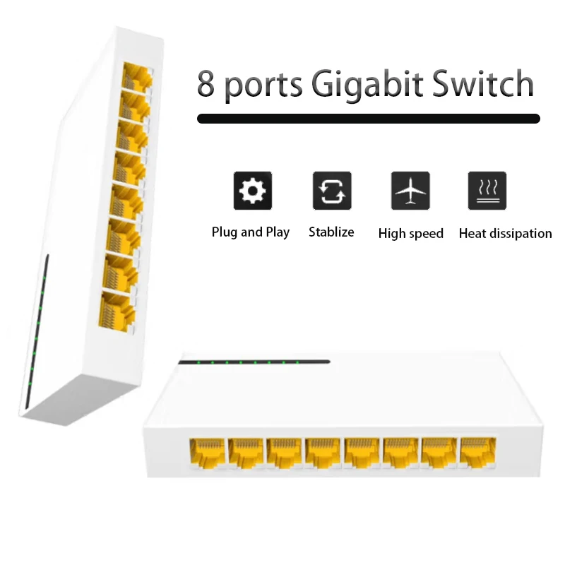 8 Ports RJ45 Hub Plug and Play 8 Pin 10/100/1000 mbps Game gigabit switch Internet network Splitter Fast Ethernet Smart Switcher