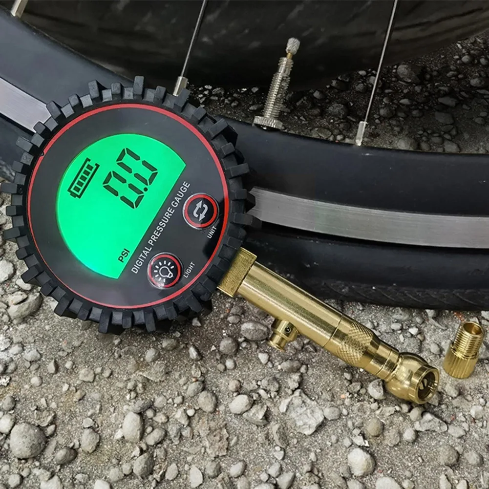 Новое обновление, цифровой манометр для шин, воздушный патрон и аксессуары для компрессоров, ЖК-дисплей, сверхмощный светодиодный прожектор 255PSI