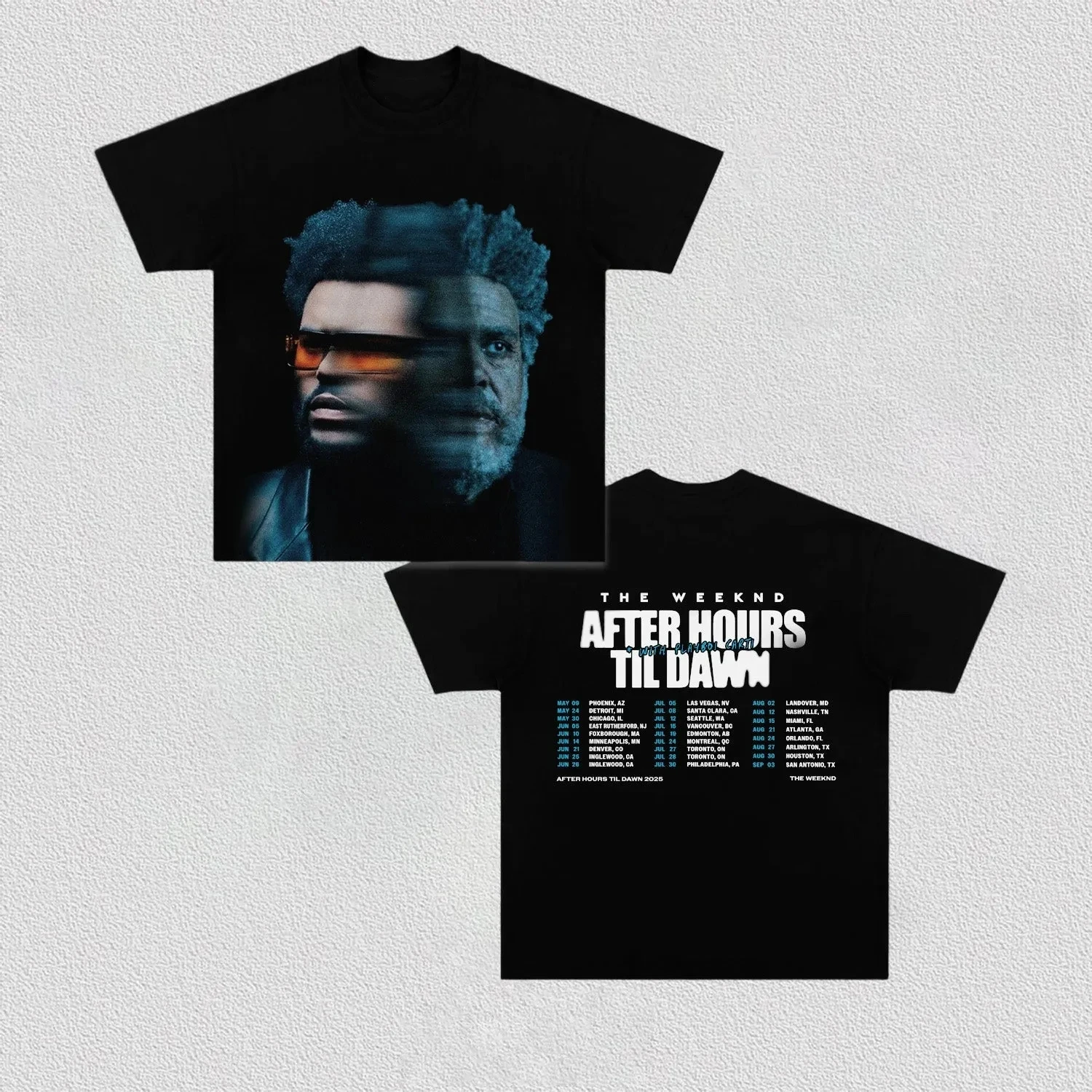 T-shirt unisexe en coton pour hommes et femmes, t-shirt vintage Y2k pour fans, Singer The Weeknd After Hours til Dawn Stadium Tour Merch 2026