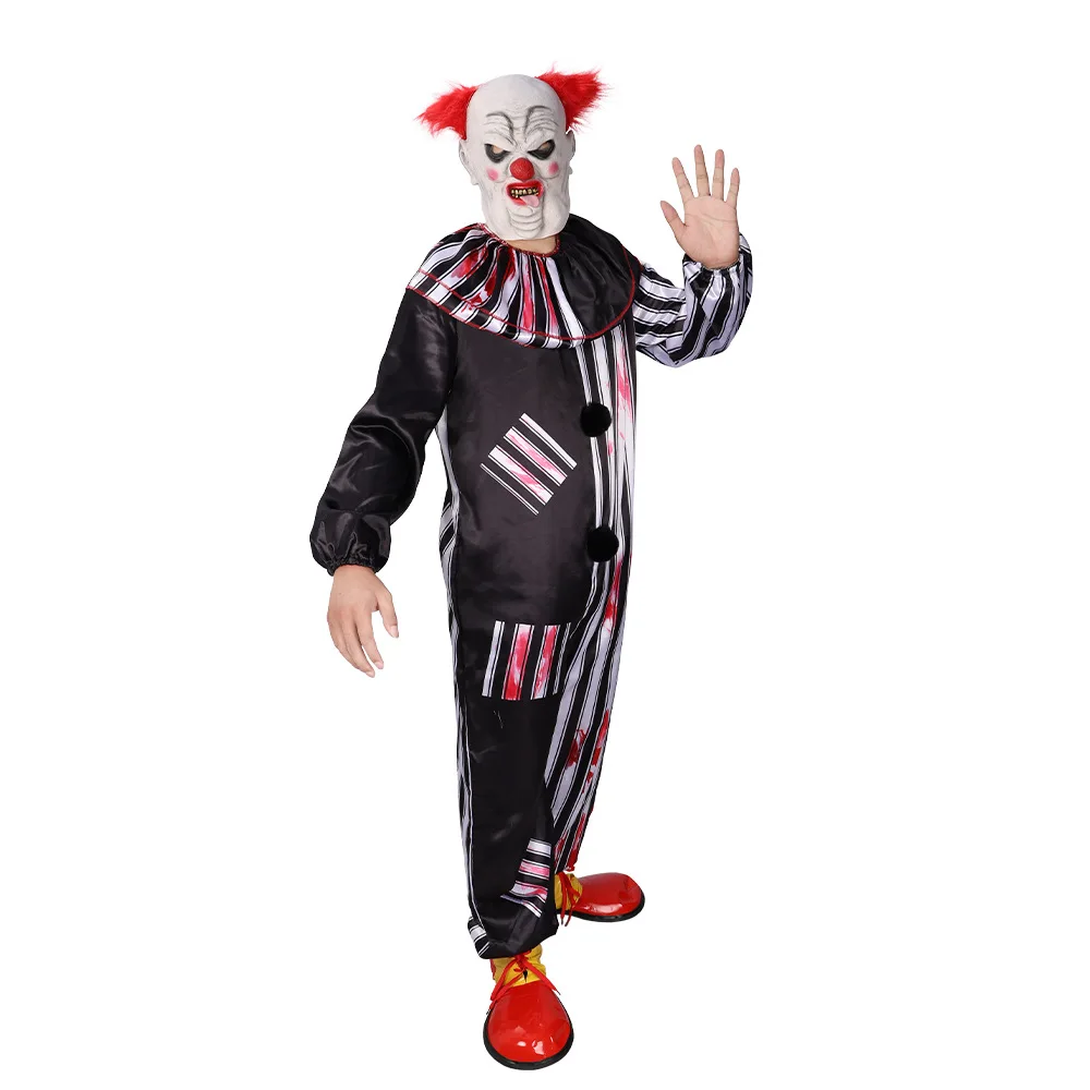 Loween terrorista sangue role play palhaço mal cosplay traje palco desempenho roupas t-acetato fibra 00%