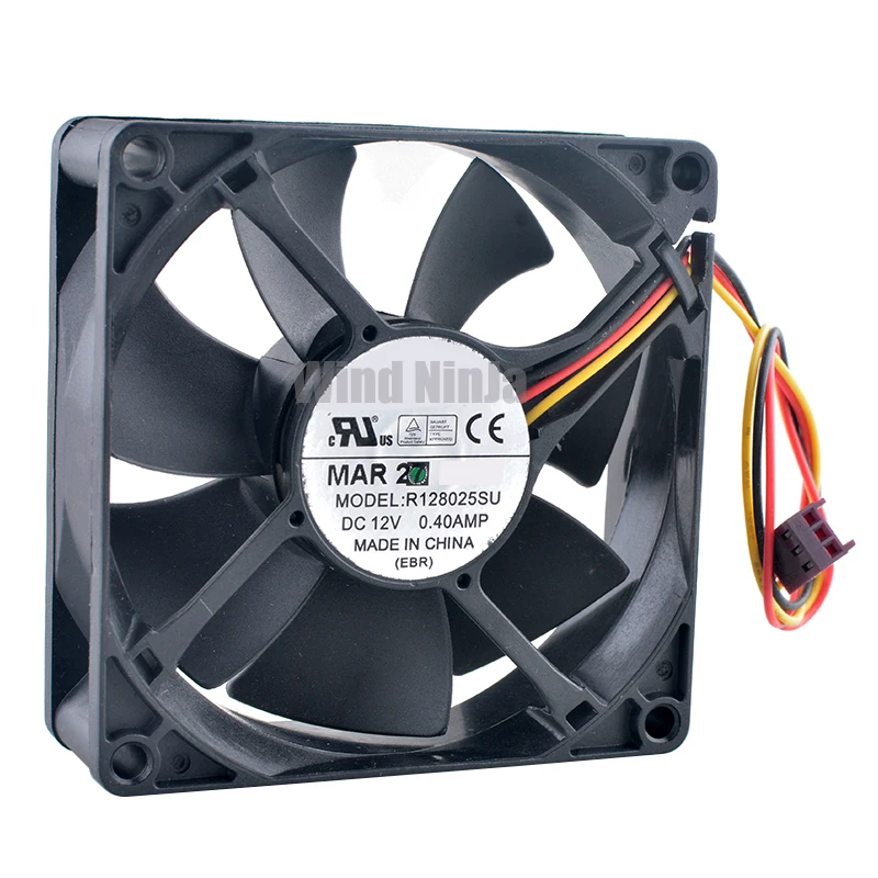 R128025SU High-Speed Cooling Fan 8cm 80mm 80x80x25mm DC12V 0.40A 3-Pin Hydraulic Bearing for Chassis CPU Computer Hardware