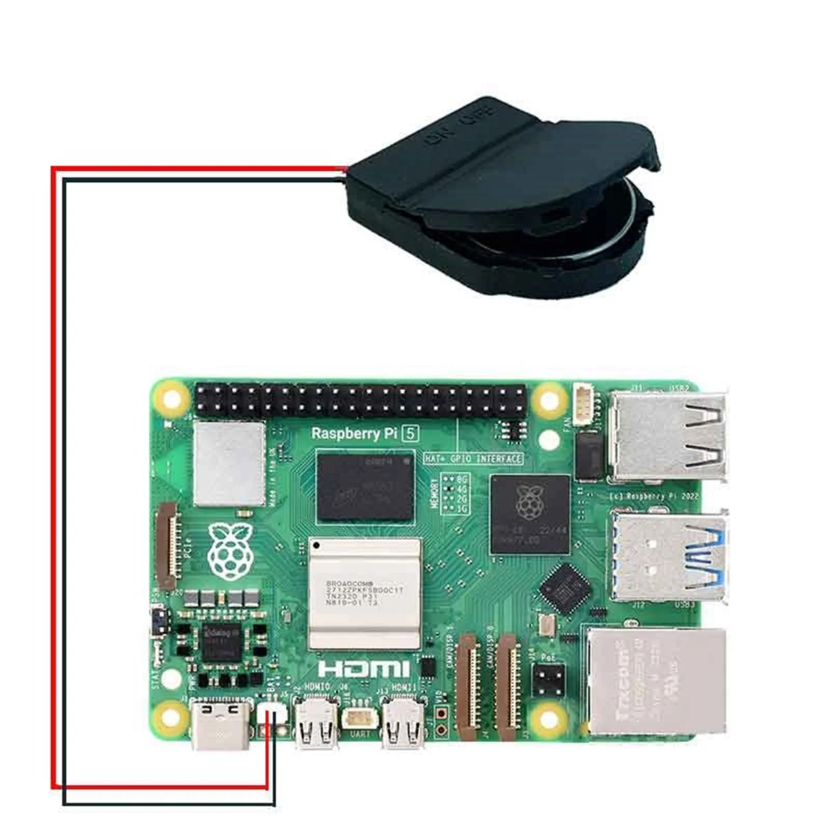 RTC Battery Box with Switch Battery Holder for Raspberry Pi 5 Pi5 Accessories