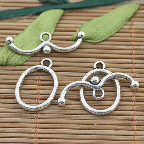 

15sets 19.6x13.5mm loop:1.9mm dark silver tone egg toggle clasps h3127