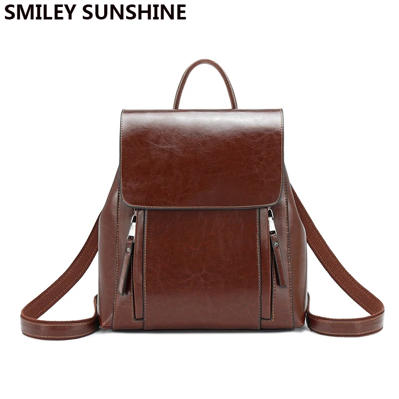 

Vintage Fashion Backpacks Women Retro Real Leather Cow Leather Backpack Female Mochila Luxury Girl Shoulder Bags School Bags