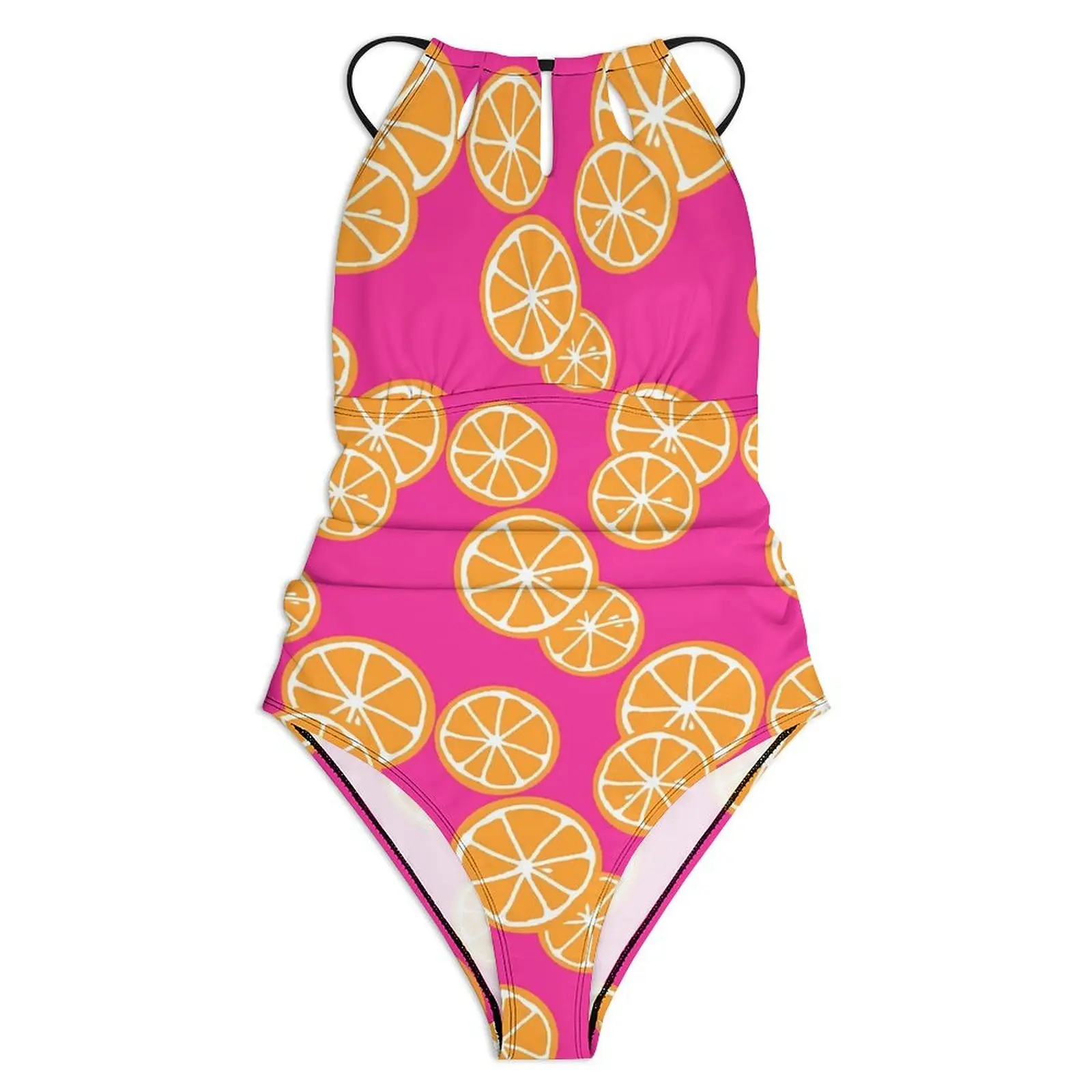 Oranges Slices Swimsuit Fruits Print One Piece Swimwear Push Up Classic Monokini Sexy Fitness Printed Swimsuits