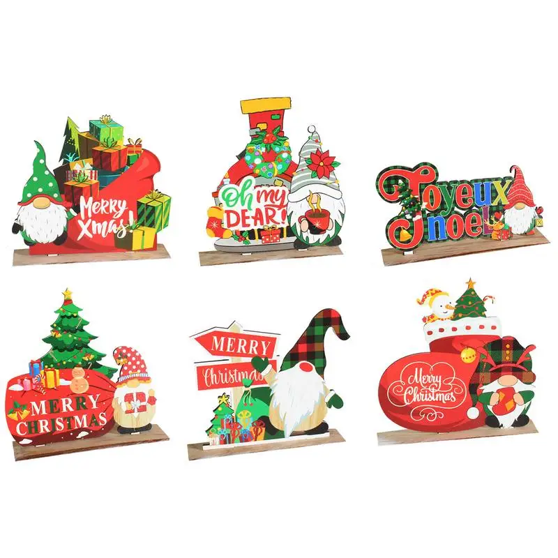 Kerst Houten Tafelbord Santa Claus Tafelblad Bord Sneeuwpop Kersttafel Decoratie Voor Winter Kerstfeest Tafel