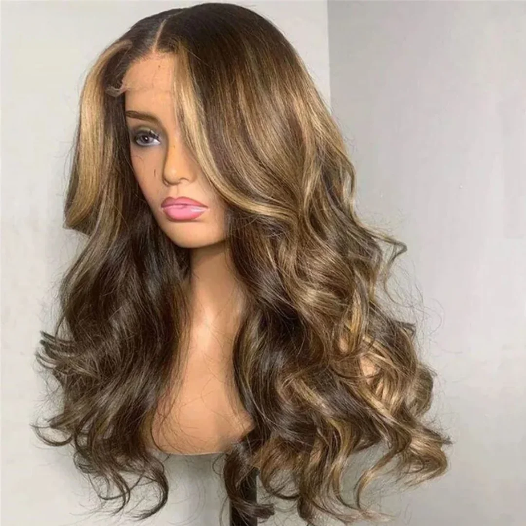 

Натуральные еврейские волосы Highlight Brown, без клея, мягкая текстура Body Wave, 5x5, шелковая основа, с baby hair, HD-кружево, европейские волосы, предварительно выщипанные