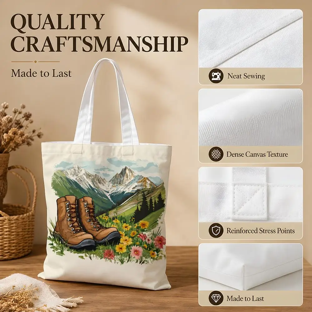 Artistic Design Storage Bags Canvas Tote Bag Women Large Capacity Reusable Shopping Shoulder Bag Daily Handbag